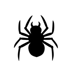 silhouette of a spider with eight legs, isolated on white background. Creepy insect icon for Halloween, nature, or pest control designs