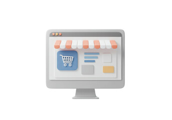 Isolated online shopping store website on computer display, e-commerce storefront