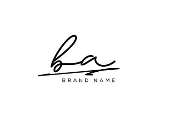 BA letter elegant cursive beauty handwriting logo.