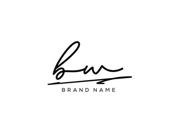 Fototapeta premium BW letter elegant cursive beauty handwriting logo.