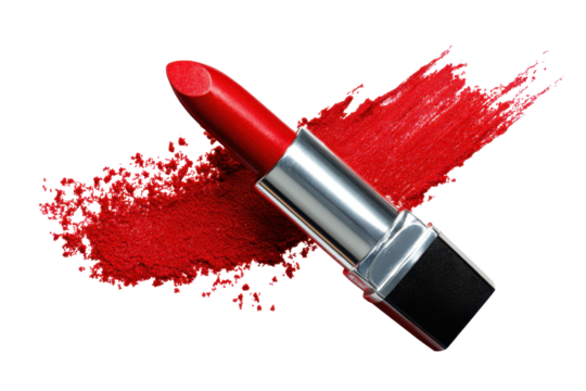 brush of red lipstick isolated, png