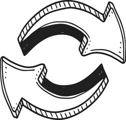 Curved bi-directional arrows forming a smile shape, playful swap icon.