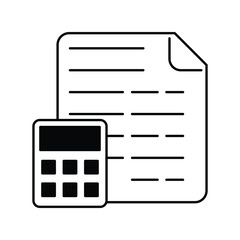 Budget glyph outline icon with white background vector stock illustration