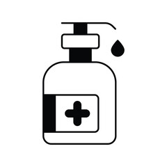 Antiseptic glyph outline icon with white background vector stock illustration