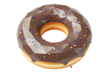 Isolated donut with chocolate glaze and sprinkles, a sweet treat with a unique design