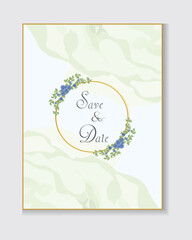 Design elements for wedding invitation templates and other cards.
Elegant blue rose and green leaf decoration concept.
Vector illustration.
