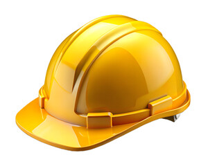 Yellow hard hat isolated on transparent background for construction worker safety and protection