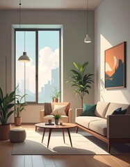 Cozy Modern Living Room Interior Design.