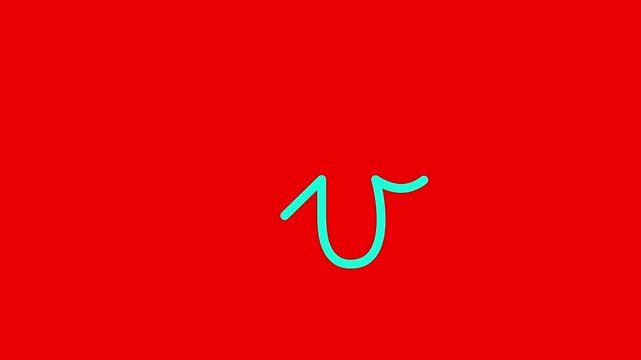 V letter small color writing cartoon animation redbox isolated. Compatibile part of alphabet. Handwriting educational style for children. Good for education movies, presentation, learning alphabet.