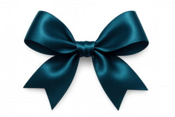 Teal silk bow adding a touch of elegance, isolated on a transparent background, perfect for enhancing designs