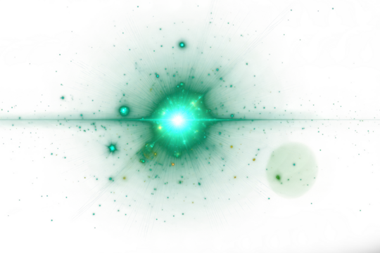 light flare overlay effects. Glowing green light isolated on transparent png, glow sparkle effect, light leak effects