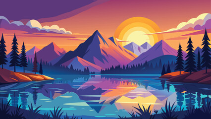 Vibrant sunrise and tranquil sunset light up the majestic mountain landscape © Nayeem Sheikh