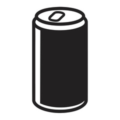 Minimal Vector Illustration of Soda Can – Solid Black Style