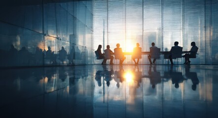 Office Dynamic. Business Meeting in Modern Office with Glass Walls and Sunlight Reflections