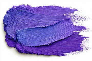 Fototapeta premium Two overlapping, vibrant purple paint strokes on white