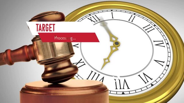 Animation of target processing over moving clock and judicial