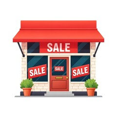 Retail storefront with prominent 'SALE' signage, highlighting a commercial business offering discounts and promotions