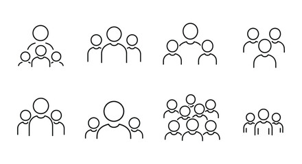 groups of people icons arranged in grid formation
