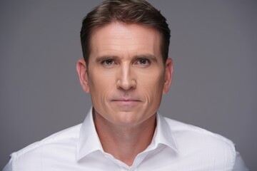 Fototapeta premium Professional headshot of a confident man in a white shirt for business and linkedin profile