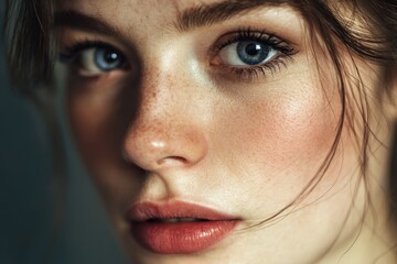 Portrait of a youthful appealing woman s face