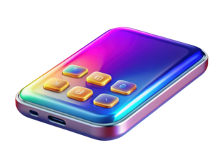 Futuristic gadget with buttons for various functions on 3d illustration isolated on transparent background