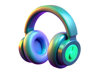 Futuristic headphones design with vibrant gradient colors for music lovers 3d illustration isolated on transparent background