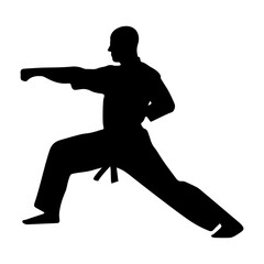 Silhouette of a man in a karate martial arts stance