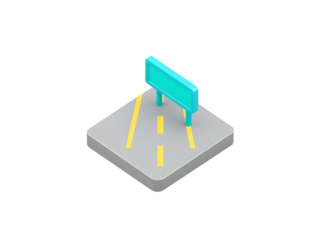 3D Isometric Road Sign on a Gray Surface