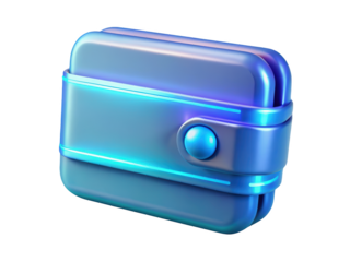 Futuristic style blue wallet symbolizing secure digital transactions and financial technology 3d illustration isolated on transparent background