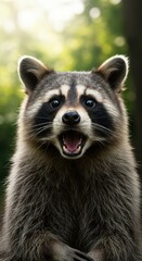Fototapeta premium Raccoon with Open Mouth