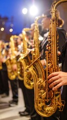 Obraz premium Saxophone players in a band