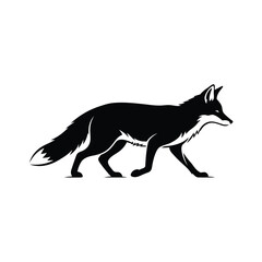 Sleek Silhouette of a Fox in Motion Against a White Background