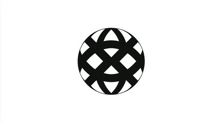 black abstract flat globe symbol with intersecting lines, abstract logo