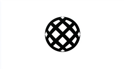 black abstract flat globe symbol with intersecting lines, abstract logo