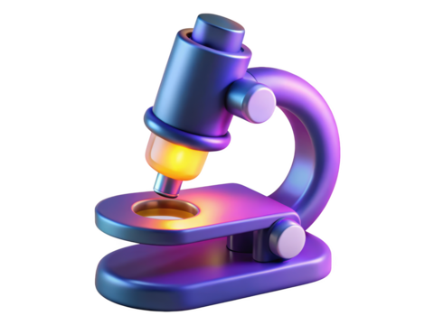 Glossy microscope detailed render for science and research purposes 3d illustration isolated on transparent background