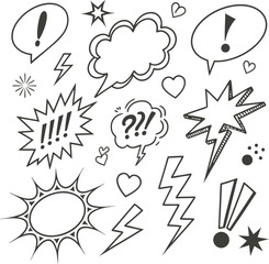 Hand drown doodle speech bubbles illustration