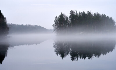 misty morning on the lake