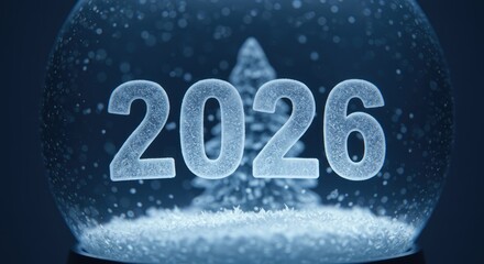 Frozen 2026: Snow Globe with Icy Numbers and Miniature Tree, New Year's Eve