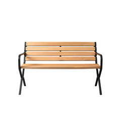 Wooden Park Bench with Black Metal Frame