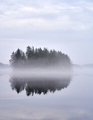 misty morning on the lake