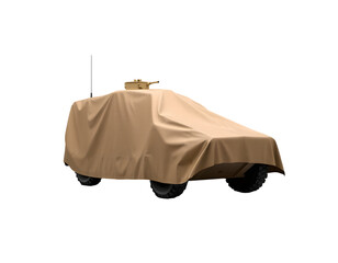 Camouflaged Military Vehicle with Turret