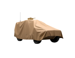 Camouflaged Military Vehicle with Turret