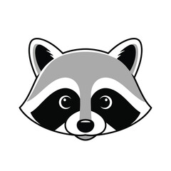 Obraz premium Simple raccoon head mascot logo. Cute animal face icon vector illustration for a team or brand.