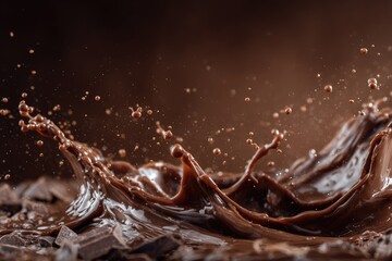 Fototapeta premium Chocolate splash on dark background