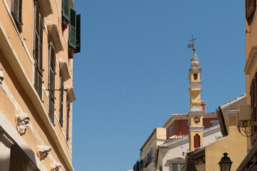 Corfu old town in Greece. A famous touristic destination on a summer day.
