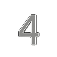 Shiny Metallic Number 4 Rendered on Transparent Background