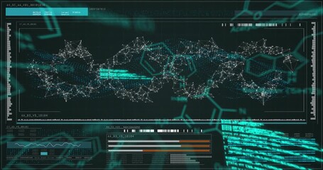 Digital interface with medical data processing against blue background - Powered by Adobe