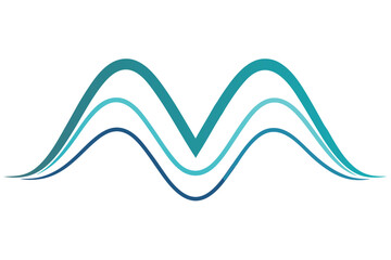 Stylized Wave with Curvy Lines on White Background Design