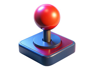 Retro arcade joystick controller gaming classic entertainment red blue detailed rendering 3d illustration isolated on transparent background