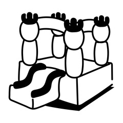 A sketchy style icon representing bouncy house
